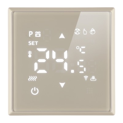 Терморегулятор сенсорный STEKKER RSW00-5119-08, серия Эмили, с подсветкой (белый), тип установки - скрытый, размер изделия 71*71*46мм., цвет кашемир, soft touch, материал изделия ABS пластик, латунь. Номинальное напряжение 250 , номинальный ток 16А, IP20 Терморегулятор сенсорный STEKKER RSW00-5119-08, серия Эмили, с подсветкой (белый), тип установки - скрытый, размер изделия 71*71*46мм., цвет кашемир, soft touch, материал изделия ABS пластик, латунь. Номинальное напряжение 250 , номинальный ток 16А, IP20