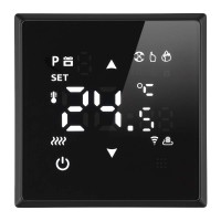 Терморегулятор сенсорный STEKKER RSW00-5119-05, серия Эмили, с подсветкой (белый), тип установки - скрытый, размер изделия 71*71*46мм., цвет черный уголь, soft touch, материал изделия ABS пластик, латунь. Номинальное напряжение 250 , номинальный ток 16А, 