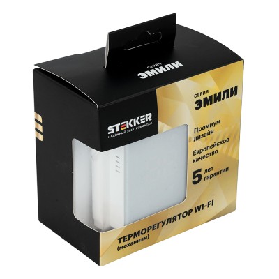 Терморегулятор сенсорный STEKKER RSW00-5119-01, серия Эмили, с подсветкой (белый), тип установки - скрытый, размер изделия 71*71*46мм., цвет белый фарфор, soft touch, материал изделия ABS пластик, латунь. Номинальное напряжение 250 , номинальный ток 16А, 
