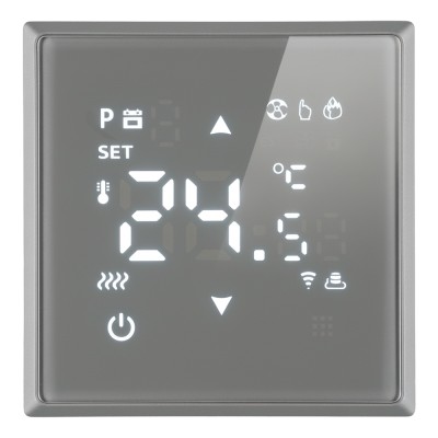 Терморегулятор сенсорный STEKKER RSW00-5119-10, серия Эмили, с подсветкой (белый), тип установки - скрытый, размер изделия 71*71*46мм., цвет платиново-серый, soft touch, материал изделия ABS пластик, латунь. Номинальное напряжение 250 , номинальный ток 16 Терморегулятор сенсорный STEKKER RSW00-5119-10, серия Эмили, с подсветкой (белый), тип установки - скрытый, размер изделия 71*71*46мм., цвет платиново-серый, soft touch, материал изделия ABS пластик, латунь. Номинальное напряжение 250 , номинальный ток 16