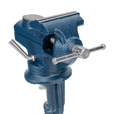 Тиски слесарные, настольные, поворотные, ширина рабочих губок 65 мм, наковальня Сибртех