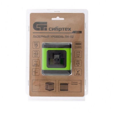 Лазерный уровень ЛН 02, 15 м, 635 нм, резьба 1/4" Сибртех Лазерный уровень ЛН 02, 15 м, 635 нм, резьба 1/4" Сибртех