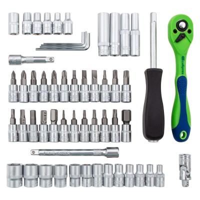 Набор инструментов 56 предметов, CrV, 1/4" Сибртех Набор инструментов 56 предметов, CrV, 1/4" Сибртех