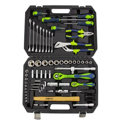 Набор инструментов 76 предметов CrV, 1/2", 1/4" Сибртех