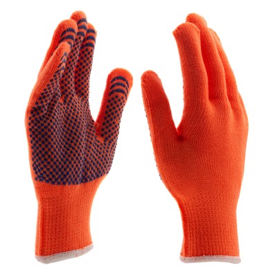 Перчатки полиакрилонитрильные плюшевого переплет, ПВХ "Точка", 10 кл, 58 гр Сибртех