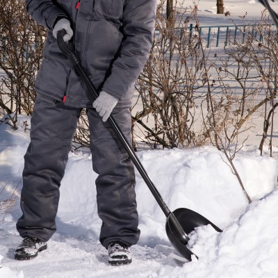 Лопата для уборки снега пластиковая, 385 х 410 х 1350 мм, алюминиевый черенок, Сибртех
