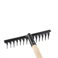 Грабли стальные, 300х1300 мм, 14 витых зубьев, деревянный черенок, Сибртех