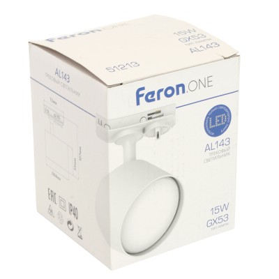 Светильник Feron.ONE AL143 трековый однофазный на шинопровод под лампу GX53, белый Артикул 51213