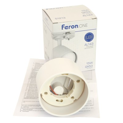 Светильник Feron.ONE AL143 трековый однофазный на шинопровод под лампу GX53, белый Артикул 51213