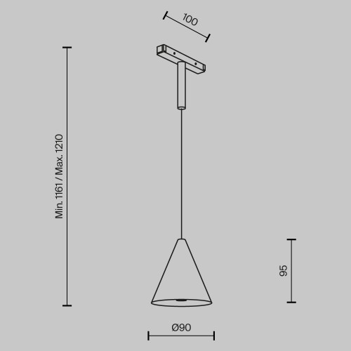 Трековый подвесной светильник Technical TR182-1-5WTW-M-B