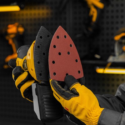 Треугольник абразивный на ворc. подложке под "липучку", перф., P 150, 150х150х100 мм, 5 шт. Denzel Треугольник абразивный на ворc. подложке под "липучку", перф., P 150, 150х150х100 мм, 5 шт. Denzel