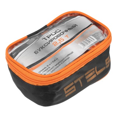 Трос буксировочный 2.5 т, 5 м, 2 крюка, сумка на молнии Stels