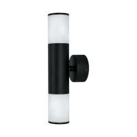 Светильник фасадный c рассеивателем,накладной, под лампы 2* GU10, д.60*305 мм, IP54, алюминий, черный, серии PARK