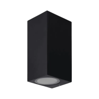 Светильник фасадный с рассеивателем, под лампы с цоколем 2* GU10, 76*68*155 мм, прямоугольный, IP54, алюминий, черный, серии PARK