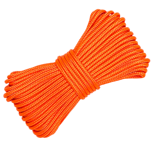 Артикул 12767 Шнур полиамидный паракорд д.2мм с сердечником (3 нити), оранжевый, моток (10м), МШК 4810207011527