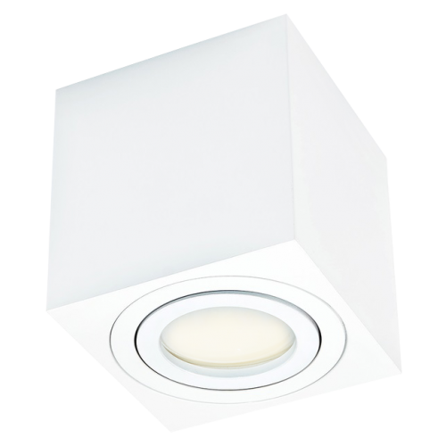 Светильник накладной поворотный под лампу GU10, куб, алюминий, белый, IP20, TrueEnergy, МШК 4810207007520.