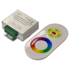 Контроллер (белый) для светодиодной ленты RGB с белым кнопочным пультом и сенсорным кольцом управления, серия Control, 12V/24V, 18A, МШК 4810207006288.