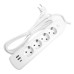 Удлинитель 4-местный c/з 3x1 мм2, 3 м, 250В, 10А, 2USB+1Type-C 2,4А, серия Home plus, белый STEKKER HM08-43-02 49978