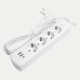 Удлинитель 4-местный c/з 3x1 мм2, 3 м, 250В, 10А, 2USB+1Type-C 2,4А, серия Home plus, белый STEKKER HM08-43-02 49978