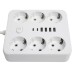 Удлинитель 6-местный c/з 3x1 мм2, 1,8 м, 250В, 10А, 4USB+2Type-C 2,4А, серия Home plus, белый STEKKER HM09-66-02 49975 Удлинитель 6-местный c/з 3x1 мм2, 1,8 м, 250В, 10А, 4USB+2Type-C 2,4А, серия Home plus, белый STEKKER HM09-66-02 49975