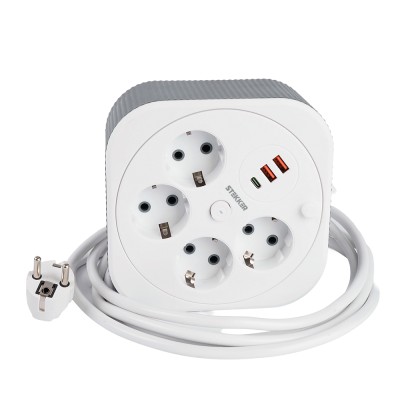 HM16-4-03-USB Удлинитель 4-местный с/з, 3x1,5мм2, 3м, 230В, 16А, 2USB+1С, 2,4А,белый 50835 HM16-4-03-USB Удлинитель 4-местный с/з, 3x1,5мм2, 3м, 230В, 16А, 2USB+1С, 2,4А,белый 50835