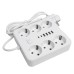 Удлинитель 6-местный c/з 3x1 мм2, 1,8 м, 250В, 10А, 4USB+2Type-C 2,4А, серия Home plus, белый STEKKER HM09-66-02 49975 Удлинитель 6-местный c/з 3x1 мм2, 1,8 м, 250В, 10А, 4USB+2Type-C 2,4А, серия Home plus, белый STEKKER HM09-66-02 49975