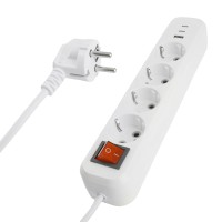 Удлинитель 4-местный с/з с выключ. STEKKER HM071-41-05 3x1мм2, 5м, 250В, 16А, 1USB+2C, 2.4A, сер Home, белый 50141 Удлинитель 4-местный с/з с выключ. STEKKER HM071-41-05 3x1мм2, 5м, 250В, 16А, 1USB+2C, 2.4A, сер Home, белый 50141