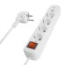 Удлинитель 4-местный с/з с выключ. STEKKER HM071-41-05 3x1мм2, 5м, 250В, 16А, 1USB+2C, 2.4A, сер Home, белый 50141