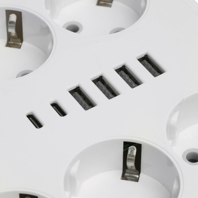 Удлинитель 6-местный c/з 3x1 мм2, 1,8 м, 250В, 10А, 4USB+2Type-C 2,4А, серия Home plus, белый STEKKER HM09-66-02 49975 Удлинитель 6-местный c/з 3x1 мм2, 1,8 м, 250В, 10А, 4USB+2Type-C 2,4А, серия Home plus, белый STEKKER HM09-66-02 49975