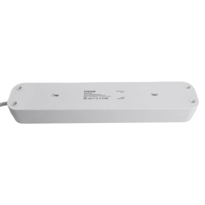 Удлинитель 4-местный с/з с выключ. STEKKER HM071-41-05 3x1мм2, 5м, 250В, 16А, 1USB+2C, 2.4A, сер Home, белый 50141
