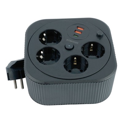 HM16-4-03-USB Удлинитель 4-местный с/з, 3x1,5мм2, 3м, 230В, 16А, 2USB+1С, 2,4А, черный 50836 HM16-4-03-USB Удлинитель 4-местный с/з, 3x1,5мм2, 3м, 230В, 16А, 2USB+1С, 2,4А, черный 50836