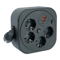 HM16-4-03-USB Удлинитель 4-местный с/з, 3x1,5мм2, 3м, 230В, 16А, 2USB+1С, 2,4А, черный 50836 HM16-4-03-USB Удлинитель 4-местный с/з, 3x1,5мм2, 3м, 230В, 16А, 2USB+1С, 2,4А, черный 50836