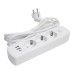 Удлинитель 3-местный c/з 3x1 мм2, 3 м, 250В, 10А, 2USB+1Type-C 2,4А, серия Home plus, белый STEKKER HM08-33-02 49977