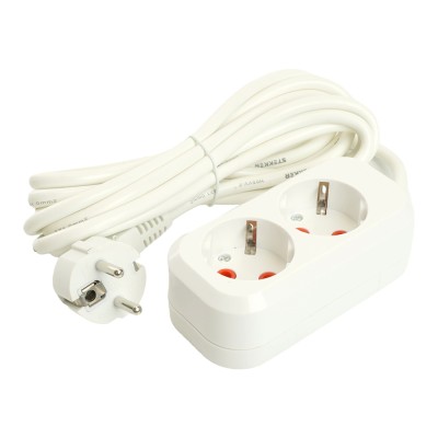 Удлинитель двухместный с/з STEKKER HM06-21-03 3x1мм2, 3м, серия Home (У10-001), белый 49340 Удлинитель двухместный с/з STEKKER HM06-21-03 3x1мм2, 3м, серия Home (У10-001), белый 49340