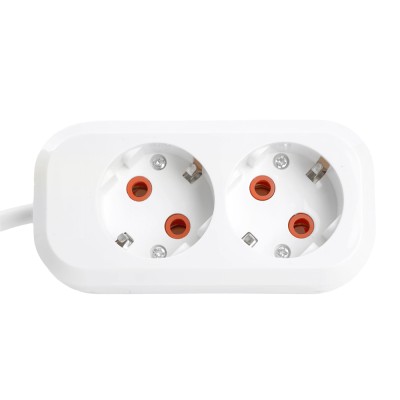 Удлинитель двухместный с/з STEKKER HM06-21-05 3x1мм2, 5м, серия Home , белый 49341
