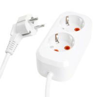 Удлинитель двухместный с/з STEKKER HM06-21-05 3x1мм2, 5м, серия Home , белый 49341