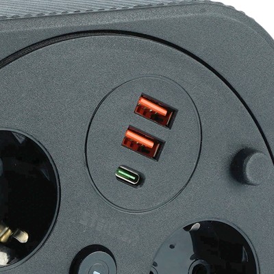 HM16-4-03-USB Удлинитель 4-местный с/з, 3x1,5мм2, 3м, 230В, 16А, 2USB+1С, 2,4А, черный 50836 HM16-4-03-USB Удлинитель 4-местный с/з, 3x1,5мм2, 3м, 230В, 16А, 2USB+1С, 2,4А, черный 50836