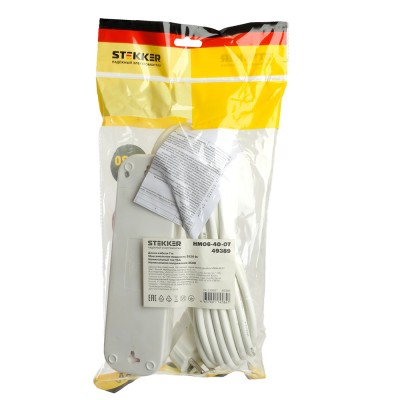 Удлинитель четырехместный c/з STEKKER HM06-40-07 3x1мм2, 7м, серия Home (У10-429), белый 49389 Удлинитель четырехместный c/з STEKKER HM06-40-07 3x1мм2, 7м, серия Home (У10-429), белый 49389