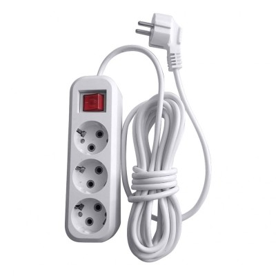 Удлинитель трехместный с/з с выключателем STEKKER HM03-31-03 3x0,75, 3м, серия Home (У10А-002), белый 39198 Удлинитель трехместный с/з с выключателем STEKKER HM03-31-03 3x0,75, 3м, серия Home (У10А-002), белый 39198