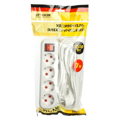 Удлинители STEKKER 49361, серия Home, цвет белый, длина 7 м, количество розеток 4, сталь, сечение кабеля 1 мм2, тип кабеля ПВС, материал кабеля -, ток 16А, напряжение 250В, максимальная нагрузка 3520Вт, тип вилки - прямая. Диапазон рабочих температур +1.. Удлинители STEKKER 49361, серия Home, цвет белый, длина 7 м, количество розеток 4, сталь, сечение кабеля 1 мм2, тип кабеля ПВС, материал кабеля -, ток 16А, напряжение 250В, максимальная нагрузка 3520Вт, тип вилки - прямая. Диапазон рабочих температур +1..