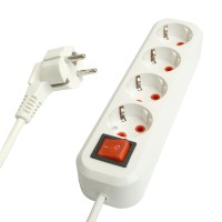 Удлинитель четырехместный с/з с выключ. STEKKER HM07-41-03 3x1мм2, 3м, серия Home (У16А-003), белый 49359 Удлинитель четырехместный с/з с выключ. STEKKER HM07-41-03 3x1мм2, 3м, серия Home (У16А-003), белый 49359