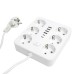 Удлинитель 6-местный c/з 3x1 мм2, 3 м, 250В, 10А, 4USB+2Type-C 2,4А, серия Home plus, белый STEKKER HM09-66-02 49982