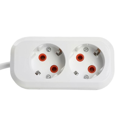 Удлинитель двухместный с/з STEKKER HM06-21-03 3x1мм2, 3м, серия Home, белый 49340