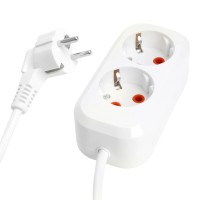 Удлинитель двухместный с/з STEKKER HM06-21-03 3x1мм2, 3м, серия Home, белый 49340
