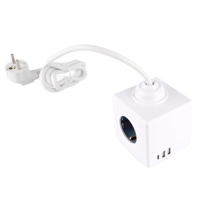 HM10-41-01 Удлинитель 3-местный с/з, 3x1мм2, 1.5м, 250В, 16А, 2USB+1С, 5V 3,1А, серия Comfort, белый 49571