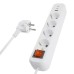 Удлинитель 4-местный с/з с выключ. STEKKER HM071-41-03 3x1мм2, 3м, 250В, 16А, 1USB+2C, 2.4A, сер Home, белый 50140