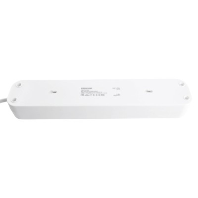 Удлинитель 4-местный с/з с выключ. STEKKER HM071-41-03 3x1мм2, 3м, 250В, 16А, 1USB+2C, 2.4A, сер Home, белый 50140
