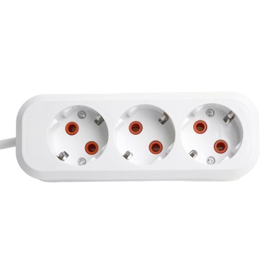 Удлинитель трехместный с/з STEKKER HM06-31-02 3x1мм2, 2м, серия Home, белый 49347