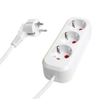 Удлинитель трехместный с/з STEKKER HM06-31-02 3x1мм2, 2м, серия Home, белый 49347