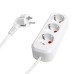 Удлинитель трехместный с/з STEKKER HM06-31-02 3x1мм2, 2м, серия Home, белый 49347